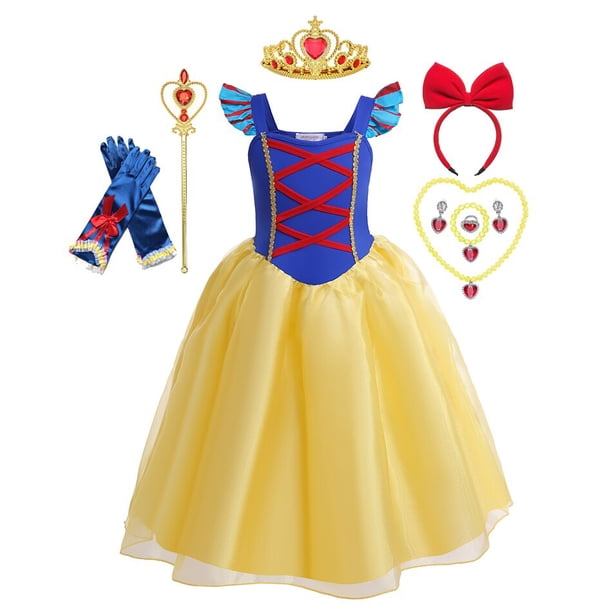 Vestido de Blancanieves de Disney para niñas, disfraz de princesa con capa, vestido de baile de encaje para Halloween, ropa de fiesta de cumpleaños para niños Fivean unisex