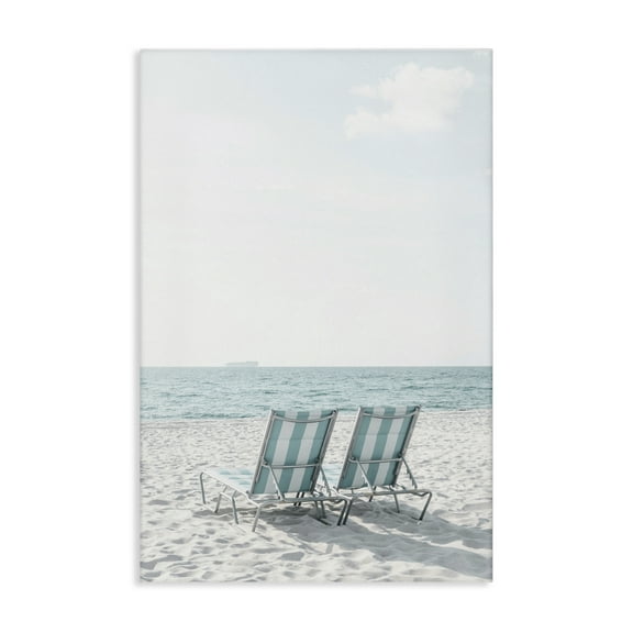 Stupell Industries Soothing Blue Beach Chairs Nautical & Beach Photography Wrapped Canvas Art Print Wall Art, 16 x 24