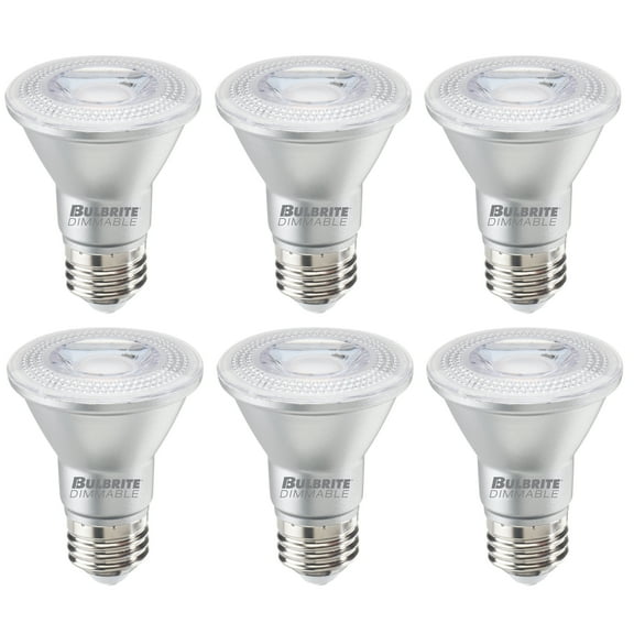 Bulbrite  Pack of (6) 7 Watt Dimmable Narrow Flood PAR20 Medium (E26) LED Bulb - 500 Lumens, 2700K, and 80 CRI