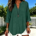thumbnail image 6 of 3/4 Length Sleeve Womens Tops Womens Tops Women's Oversized T-Shirts Plus Size Tunic Tops Boho Tops for Women Gauze Shirts Work Tops Ladies Tops And Blouses Ladies Summer Tops Summer Blouses Green, 6 of 7