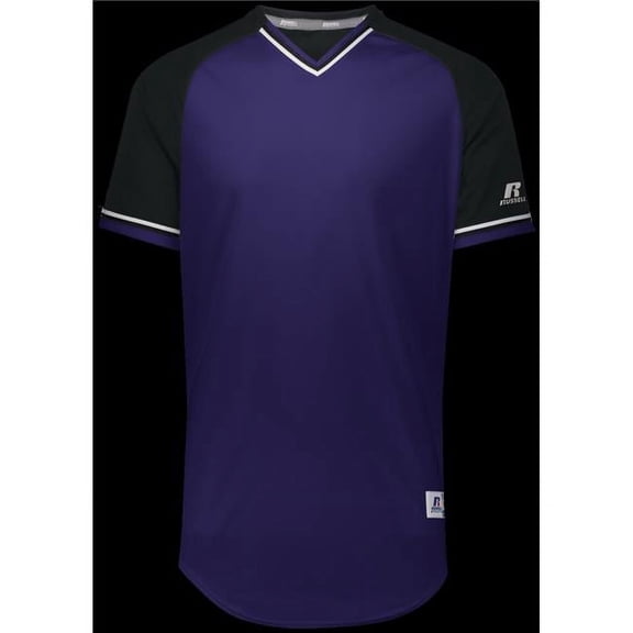 Russell R01X3M.497.S Adult Classic V-Neck Jersey - Purple, Black & White - Small