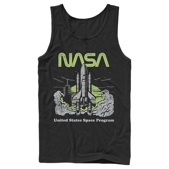 Men's NASA United States Space Program Vintage Poster  Tank Top Black Medium