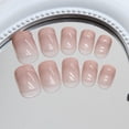 thumbnail image 6 of 24 Pcs Glossy Press On Nails Short Ballerinas False Nails Reusable Acrylic Nails Plaids French Tip on Nails, 6 of 8