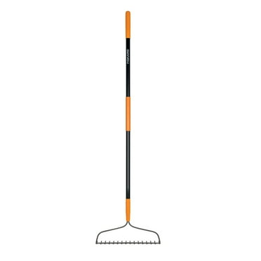 Fiskars Garden Rake, Metal Bow Rake with Fiberglass Handle, 64" Length, Black and Orange