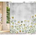 thumbnail image 2 of Daisy Shower Curtain, Floral Daisy Fabric Bathroom Curtains, Rustic Farmhouse Boho Shower Curtain Set, White Daisy Bathroom Shower Curtain with 12PCS Hooks, 70X70IN（Grey）, 2 of 3