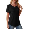 thumbnail image 4 of UVN Short Sleeve Blouse for Women Summer Dressy Casual Crewneck Shirt Pleated Tunic Tops, 4 of 9