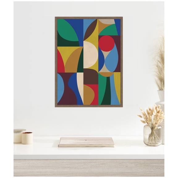 Kate and Laurel Framed Canvas Wall Art Print Abstract 03 by Rachel Lee, 18 x 24 Sylvie Walnut Frame, Modern Contemporary, Abstract Art for Wall Decor