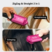 Terviiix Hair Crimper with 4 Changeable Plates, Ceramic Crimping Iron for Hair Styling, Pink