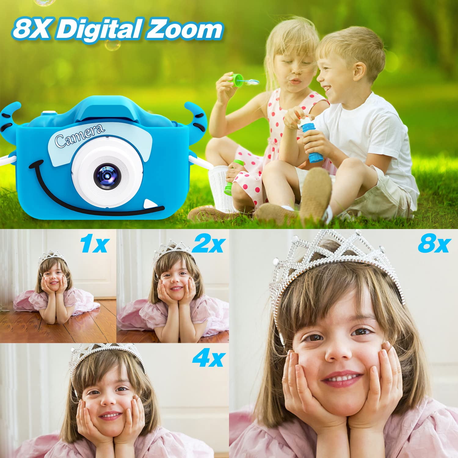 Ehpow Kids Camera 8MP for Boys Girls Birthday Gifts Children Digital Video  Camer