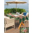 thumbnail image 4 of Outdoor Tablecloth with Umbrella Hole and Zipper, Christmas Rectangle Table Cloth 60x120 Inch Waterproof Tablecloth, Winter Truck Pine Tree Green Red Striped Plaid Picnic Table Cover for Patio, 4 of 7