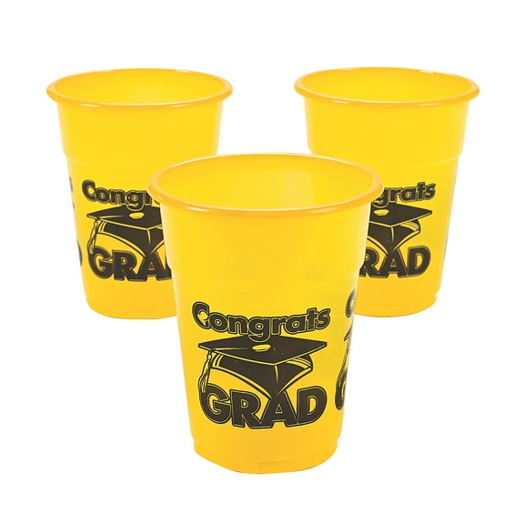 Yellow Congrats Grad Disposable Cups (50 - Party Supplies - 50 Pieces