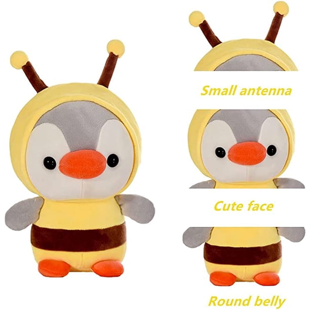 El lindo peluche es un adorable animal de peluche disfrazado de abeja por un pingüino. El pingüino de peluche es adecuado para niños y niñas. Es un regalo de cumpleaños para Halloween Navidad Día del