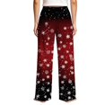 thumbnail image 6 of Christmas Sleep Pants for Women Snowflakes Elastic High Waist Drawstring Sleep Pants Wide Leg Soft Loose Xmas Sleep Pants, S, 6 of 6