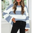 thumbnail image 3 of YOGAFOX Women Oversized Color Block Long Sleeve Pullover Sweater Blue L, 3 of 5