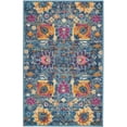 thumbnail image 1 of homeroots home decor 385167 2’ x 3’ Denim Blue Florals Distressed Scatter Rug, 1 of 1