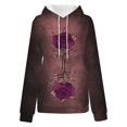 thumbnail image 4 of VEKDONE Womens Hoodie Sweatshirts 2025 Clearance Sale Flower Graphic Loose Fit Blouse with Pockets Fall Long Sleeve Drawstring Hooded Pullover Top Brown S, 4 of 5