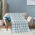 thumbnail image 4 of XMXT Throw Blankets, Blue Plaid Lines Retro Prints Bed Blanket for Bedroom Sofa, 50 x 70 inches Blue, 4 of 9