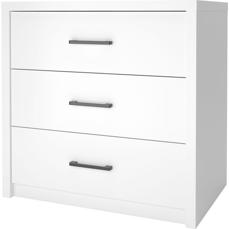 3 Drawer Dresser for Bedroom Wood Samll Chest of Drawers with Wide Storage Organizer Mid-Century Modern Tall Nightstand for Closet Entryway Hallway White