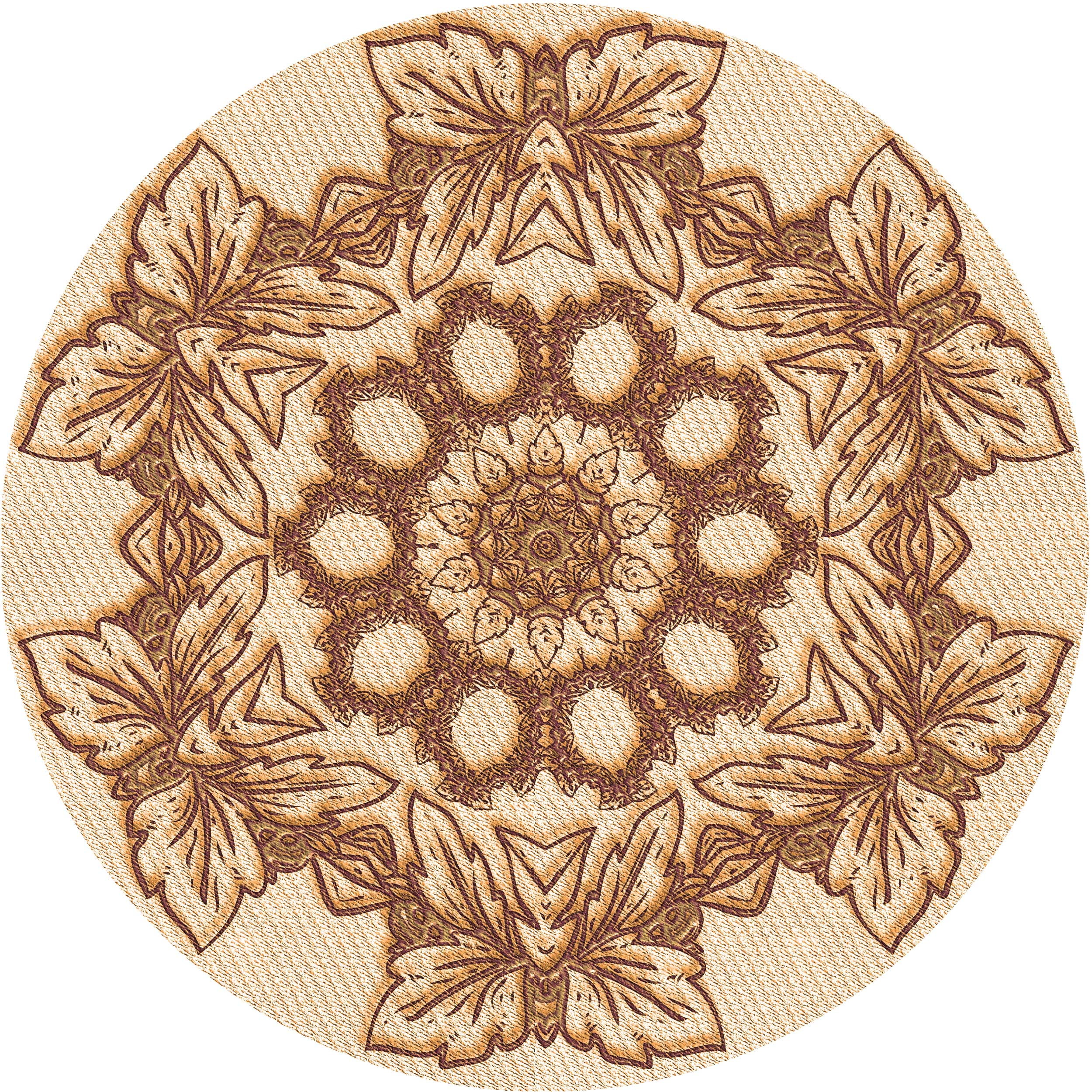 Ahgly Company Machine Washable Indoor Round Transitional Khaki Gold Area Rugs, 8' Round
