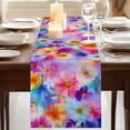 thumbnail image 3 of Spring Floral Table Runner, Pink Flowers Farmhouse Elegant Pastoral Washable Cotton Linen Table Runners 108 Inches Long, Dresser Scarf Runner for Dining/Living Room/Kitchen/Square Tables 13''x108'', 3 of 9