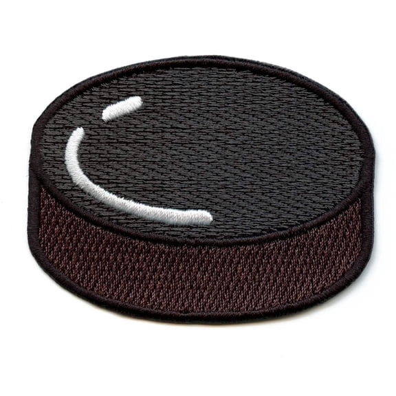 Hockey Puck Embroidered Iron On Patch