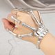 thumbnail image 2 of Pulsera de calavera de metal exagerada para Halloween, accesorio de Halloween, adorno de garra fantasma, pulsera de esqueleto de dedo gótico, uso flexible para disfraces de Halloween, plata metálica JM, 2 of 5