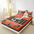 thumbnail image 4 of Homewish Cincinnati City Silhouette Full Size Sheets,Rugby Sport Theme Bed Sheets,Orange Brown Gray Sheet Sets For Boys Kids,Microfiber Bedroom Decor,4-Piece, 4 of 7