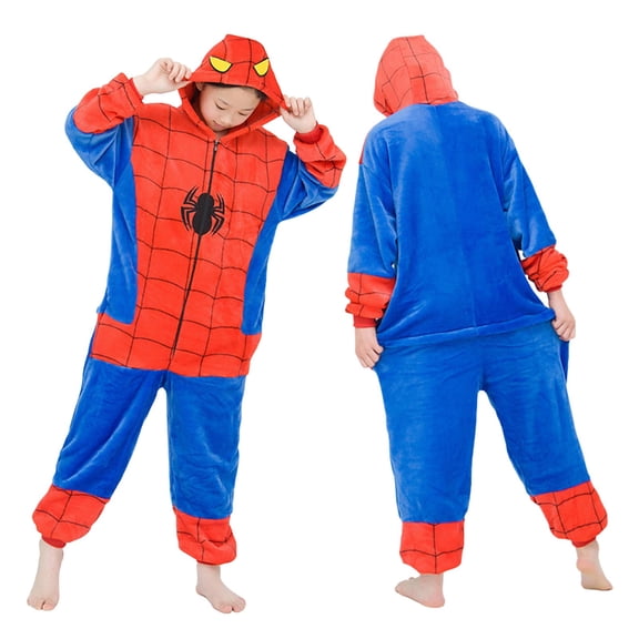 HTQWLP Halloween Superhero Pajamas Set, Pop Role Playing Fancy Dress Costumes, Superhero Hooded Long Sleeve Pajamas Stage Performance Outfit, Birthday Party Dress up Costume for Girls Boys, Red/120