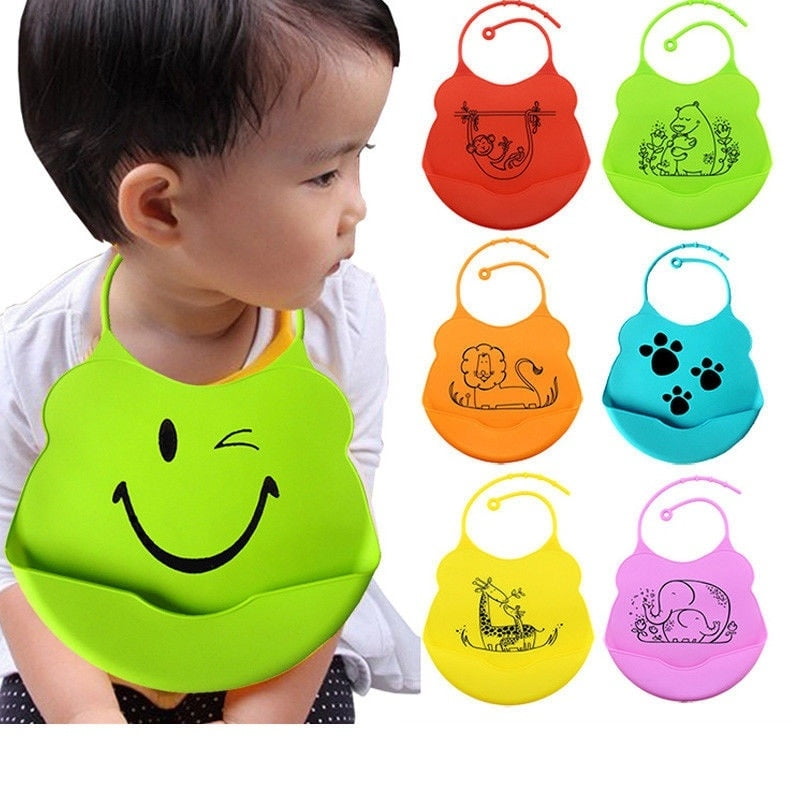 Silicon Baby Kids Bibs Waterproof Saliva Pocket Animal Bib Feeding