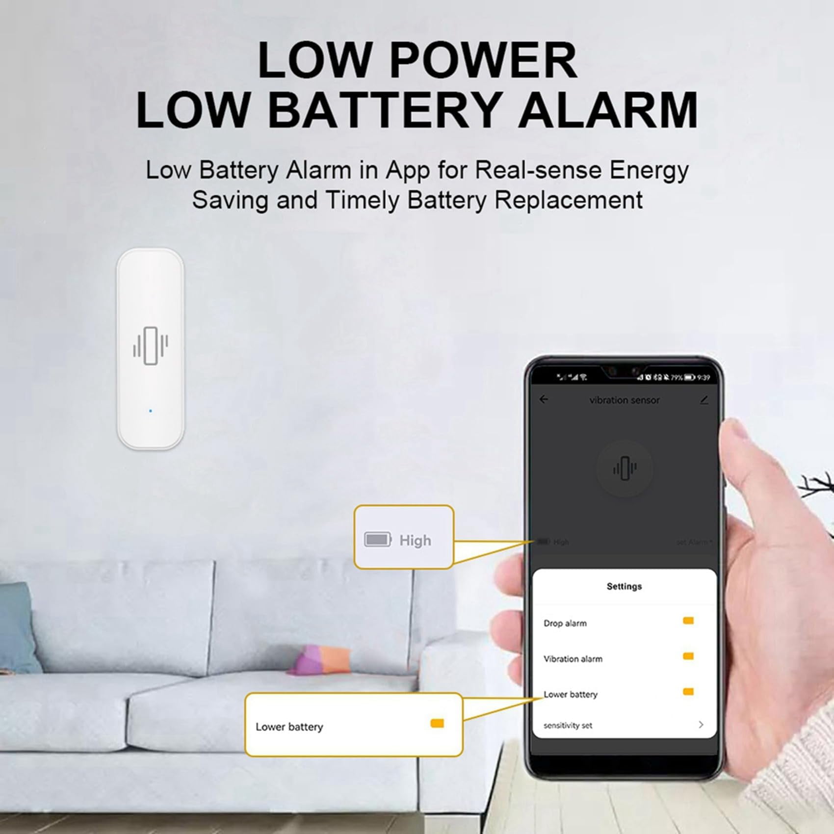 2X Tuya Smart Vibration Sensor ZigBee Tuya Sensor Monitor App Control Security Protection Zigbee Sensor