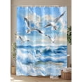 thumbnail image 4 of Fsddascl Blue Coastal Birds Shower Curtain Set - Small 36" x 72" Washable Bathtub Curtain with 12 Hooks, Summer Beach Seaside Nautical Waterproof Fabric Stall Shower Curtains for Bathroom/Bathtub, 4 of 6