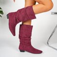 thumbnail image 6 of Willtoo Women's Slouchy Knee High Boots, Pointed Toe Low Heel Pull On Tall Faux Suede Boots, Ruched Wide Calf Fall Winter Dress Boots, 6 of 6