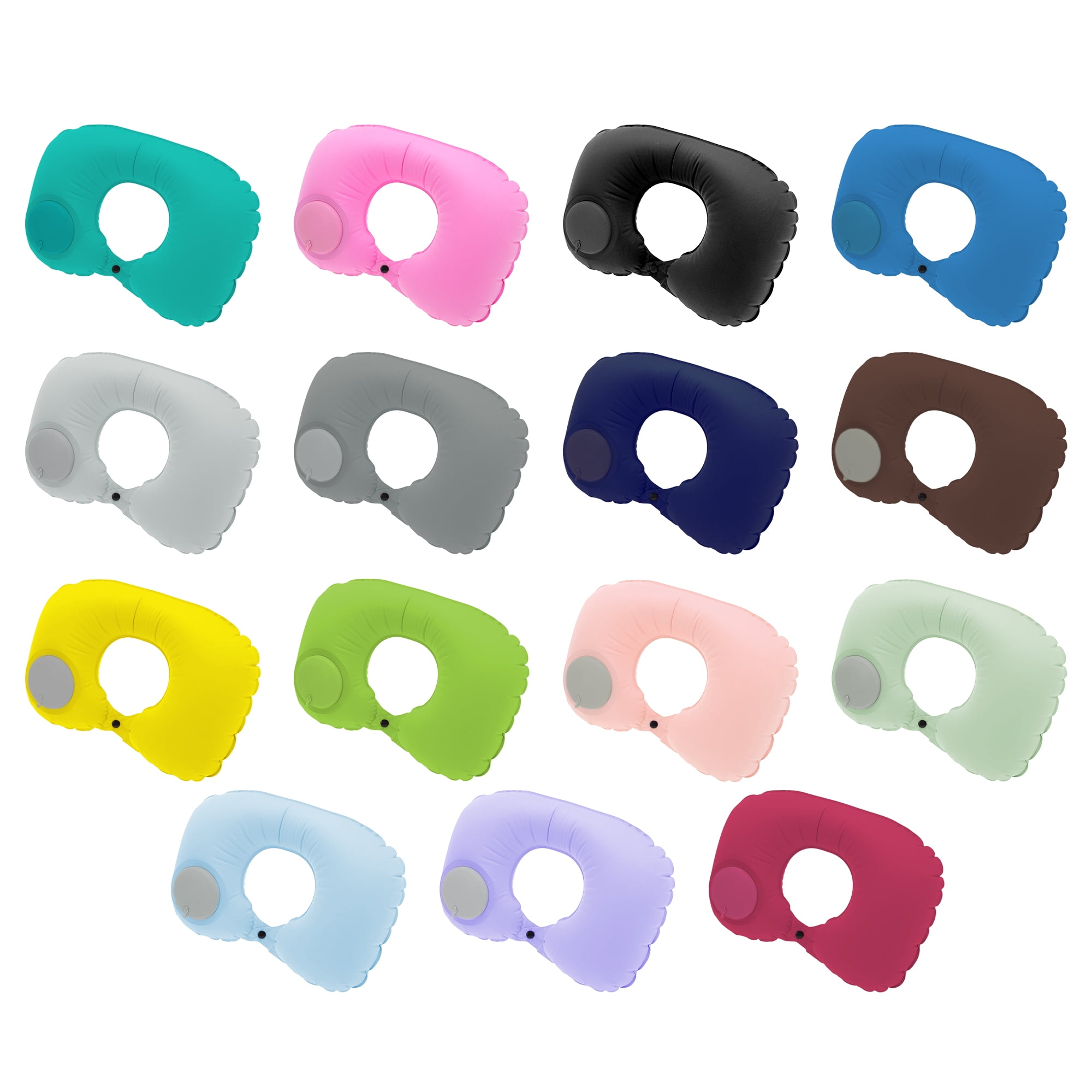 Unique Bargains Travel Pillow Press to Inflate Neck Pillow Light Green 15.75"x11.02"