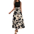 thumbnail image 2 of Up to 30% off Black Dresses for Women, Fashion Women's Summer Casual Round Neck Bandage Sleeveless Printing Beach Sundresses Boho Dresses A Line Maxi Dress Beach Vacation Clothes(Black,XXL), 2 of 4