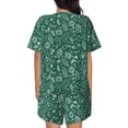 thumbnail image 3 of Naloa Green Christmas Women's Short-Sleeved Pajama Set, Loungewear, Summer pajamas, Breathable Cozy - Large, 3 of 9