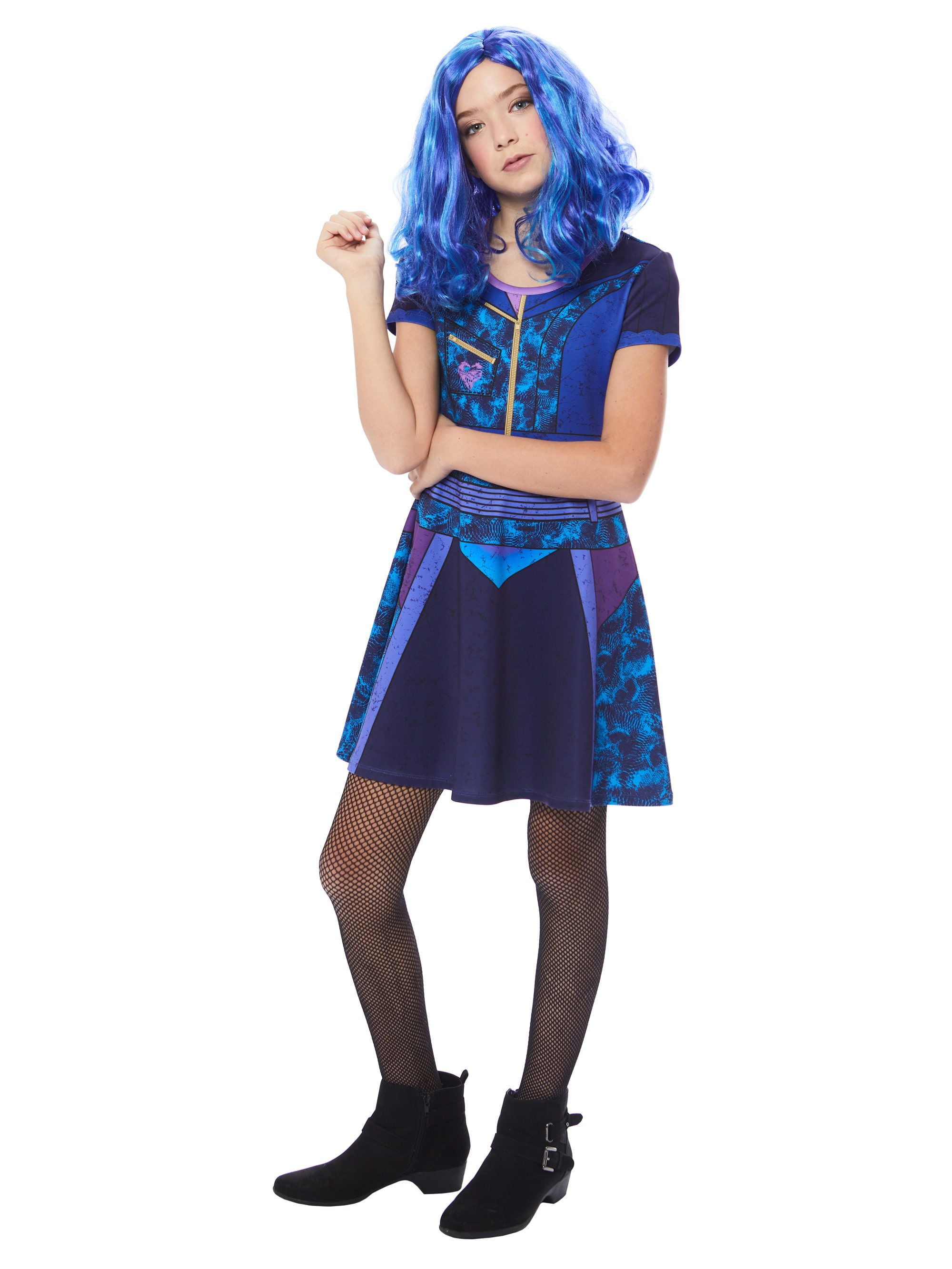 Descendants 3 Mal Costume Fancy Dress+Wig Outfit Halloweeen Party Birthday UK