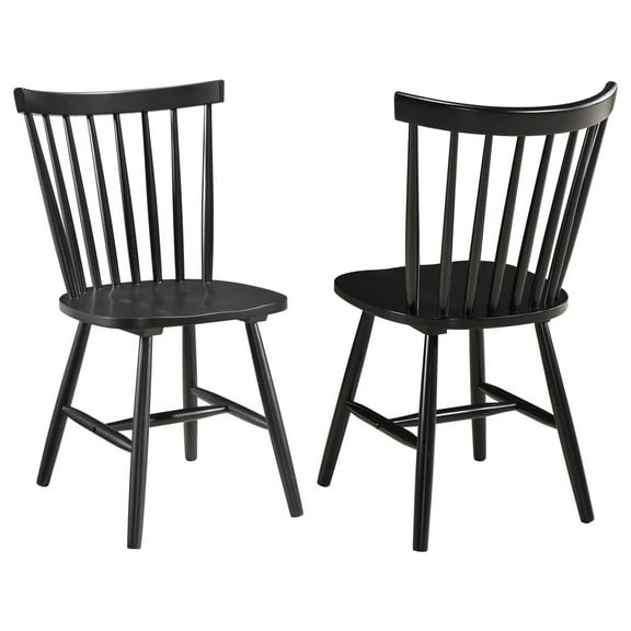 Halie Dining Side Chair Set of 2, Spindle Back, Black Asian Hardwood