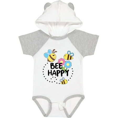 

Inktastic Bee Happy with Flowers Gift Baby Boy or Baby Girl Bodysuit