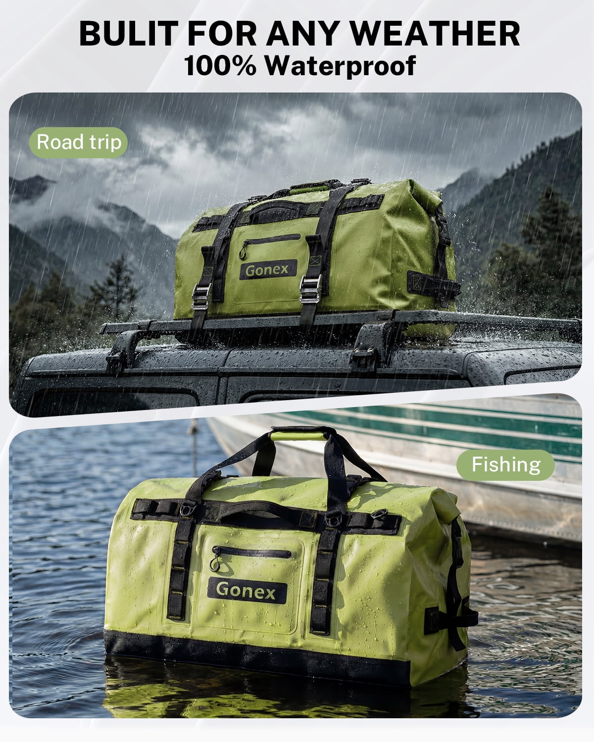Gonex 150L Waterproof Dry Duffel Bag, 3-in-1 Convertible Large Backpack - Heavy Duty Travel Gear Hauler with Reinforced Thickened Bottom for Kayaking Paddleboarding Boating Rafting Fishing