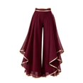 thumbnail image 6 of Womens Wide Leg Pants BWASD Elegant High Waist Chiffon Flowy Palazzo New 2026 Dress Trousers Breathable for Travel Vacation Beach Summer Fashion (Wine L), 6 of 6