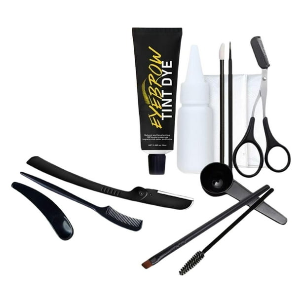 Kit de tinte para cejas, maquillaje profesional para cejas, resistente al sudor, natural, para niñas y mujeres, salón de belleza. Negro