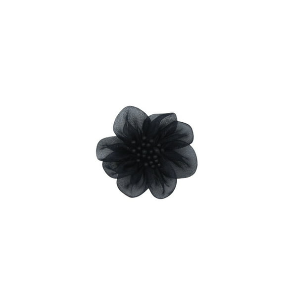 XmhyTop-A 10pcs Organza Ribbon Flowers with Beads Appliques (Black)