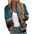 thumbnail image 2 of LOVZFMLL Vestes pour Femmes Chandail en Molleton Ample à Manches Longues avec Fermeture Éclair Veste de Baseball Tricotée Décontractée, 2 of 5