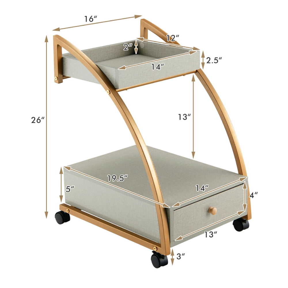 Finihen Rolling End Table, Modern 2-Tier Rolling End Table with Tray Top and Pull-Out Drawer, Sofa Side Table, Bed Side Table, for Living Room, Bedroom, Gray Finihen Rolling End Table, Modern 2-Tier Rolling End Table with Tray Top and Pull-Out Drawer, Sofa Side Table, Bed Side Table, for Living Room, Bedroom, Gray