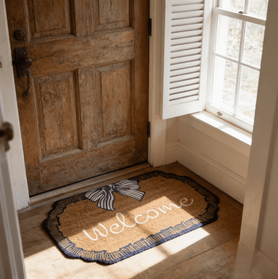 Lumifun Bow Welcome Coir Doormat 48 x 30 inch, Non-Slip Outdoor Entryway Rug, Durable Coconut Fiber Mat for Front Door, Porch, Patio, Farmhouse & Coastal Home Decor