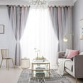 thumbnail image 4 of 2 cortinas opacas con estrellas, de doble capa, con rayas huecas, para ventana, para habitación de niños y sala de estar，100*250 centímetros, 4 of 5
