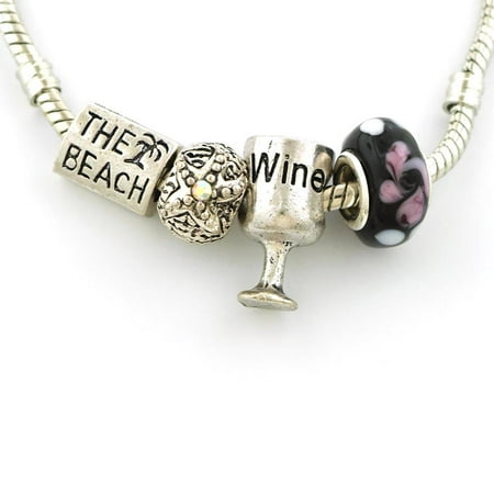 Set Of Four 4 Beach Theme Beads With Palm Tree Starfish Wine Set Of Four 4 Beach Theme Beads With Palm Tree Starfish Wine Abstract