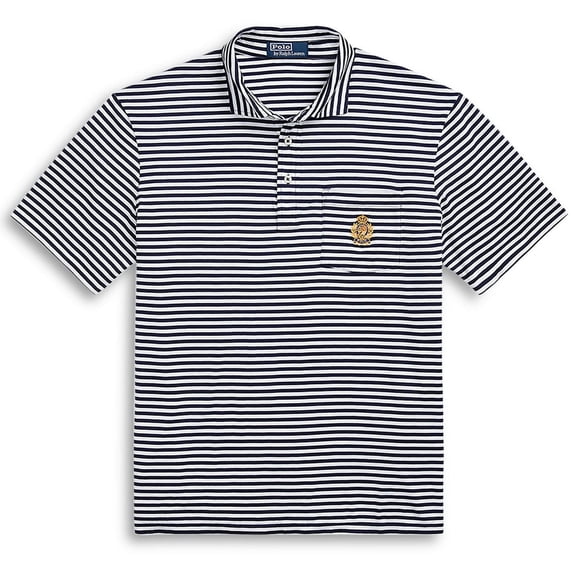Ralph Lauren Men's Classic Fit Cotton Striped Polo Shirt Navy/White XL
