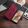 thumbnail image 6 of Case for iPhone 13 Pro Max, Girls Women PU Leather Wallet Case Kickstand Wrist Strap Embossed Credit Card Slots Full Body Protection Magnetic Clasp Folio Flip Case for iPhone 13 Pro Max, Winered, 6 of 7