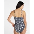 thumbnail image 3 of Time and Tru Women's and Women's Plus Shell Stitch Plunge One-Piece Swimsuit, Sizes XS-3X, 3 of 5